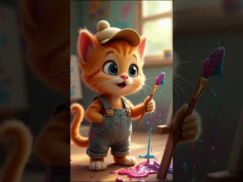Artist Cat Creates Olo 🐈🎨🖼️ #catshorts #cuteanimal #aicat #cutecat #olo #olocolor