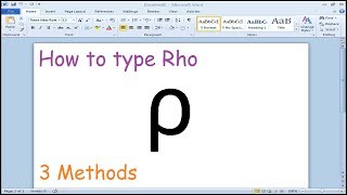 How to type Rho Symbol in Microsoft Word