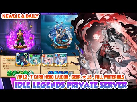Update Hero Idle Legends P-SERVER - V12 , 7 Card Hero Lv1000 , BOX Skin , Gear *15 , Full Materials