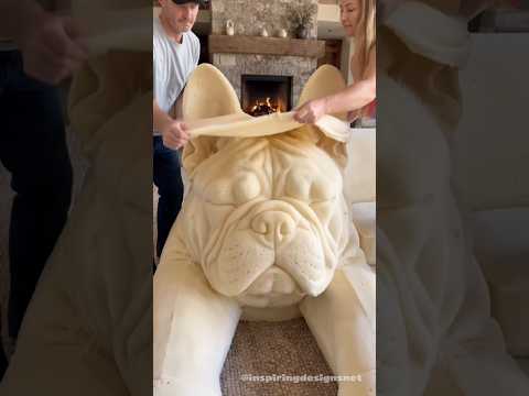 We tried out a giant realistic french bulldog sofa!