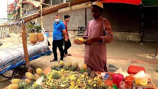 Hard Working Boy Manage Everything- Selling Famous Summer Special Tasty Pineapple Masala Street Food