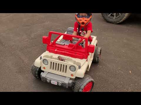 Power Wheels Jeep with upgraded 775 motors and 18v Milwaukee battery does wheelies