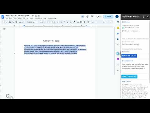 WorkGPT: How to install and use AI and WorkGPT in Google Docs™