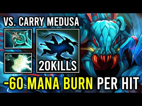 -60 MANA BURN PER HIT 100% Unkillable Disperser Satanic Weaver Vs Carry Medusa Dota 2