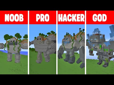 Minecraft NOOB vs PRO vs HACKER vs GOD: GOLEM HOUSE BUILD CHALLENGE in Minecraft / Animation