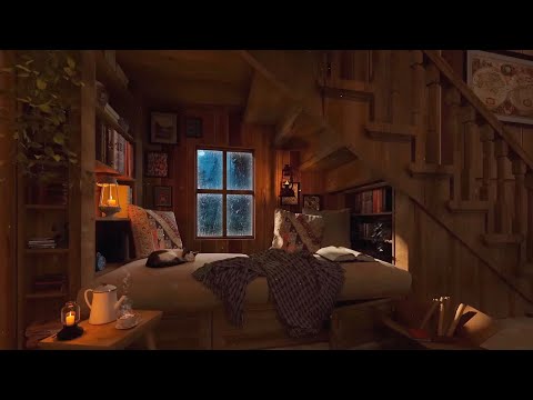 Rainy Night Cozy Secret Nook Ambience - Relaxing Gentle Rain Sounds | 2 Hours