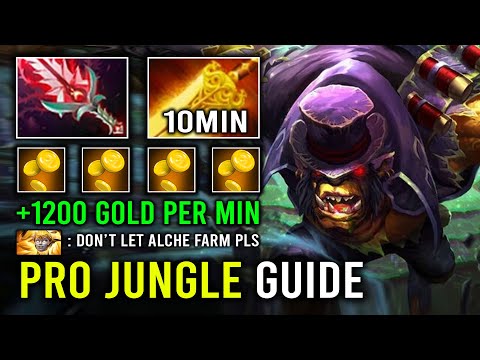How to Super Jungle Alchemist 10Min Radiance Self Stack +1200 GPM 1v5 Just Run At Them Dota 2