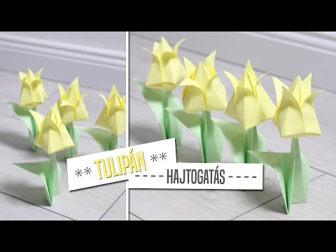 Tulipán hajtogatás: Origami papír tulipán DIY - OszlánszkiART