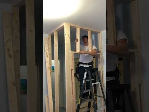 Framed a small partition wall to close off a room!