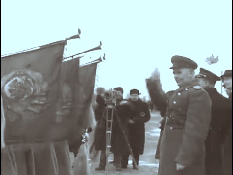 Легендарный композитор и военный дирижер Василий Агапкин, кинохроника, 1945, Крым, проводы Черчиля