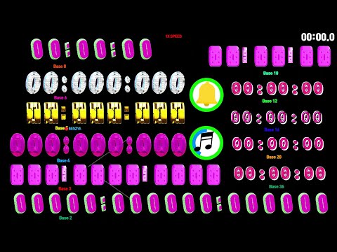 0~23:59:59 countup timer, but in different bases alarm🔔speedfeeling
