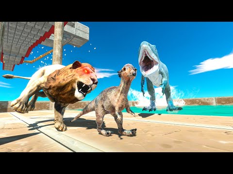 BE FAST and CROSS THE DANGEROUS KING SHARK POOL - Animal Revolt Battle Simulator