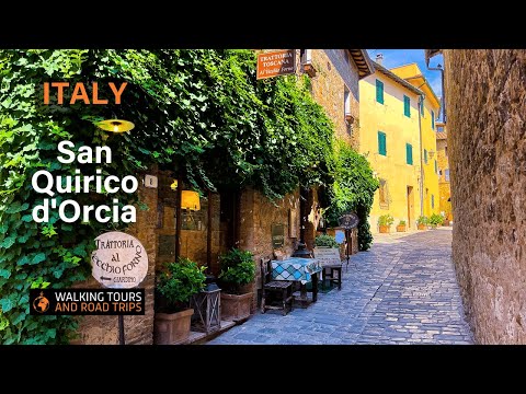 San Quirico d'Orcia 🇮🇹 Beautiful Italian Village Walking Tour 🌞 Val d'Orcia Tuscany Italy 🍷 4k