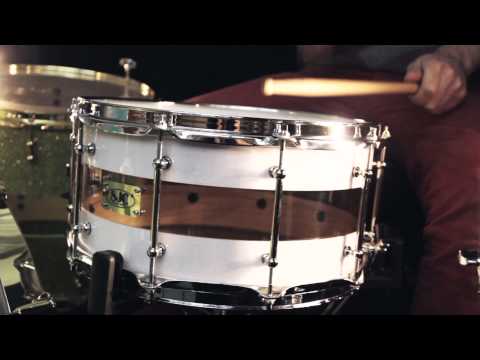 SJC 14x7 True White Glitter Hybrid Snare w/ clear Acrylic