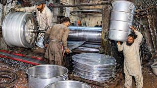 They Make Giant Aluminum Cooking Pots.  Full Factory Process | Big Pot Manufacturing