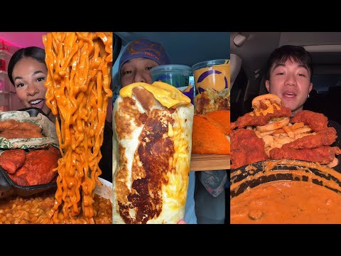 TIKTOK Mukbang Compilation | Dave&rsquo;s Hot Chicken, Wingstop, Buldak, In-N-Out, Taco Bell & More! 🔥🍗