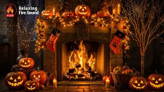 🍂 Cozy Autumn Halloween Ambience 🔥 Crackling Fire