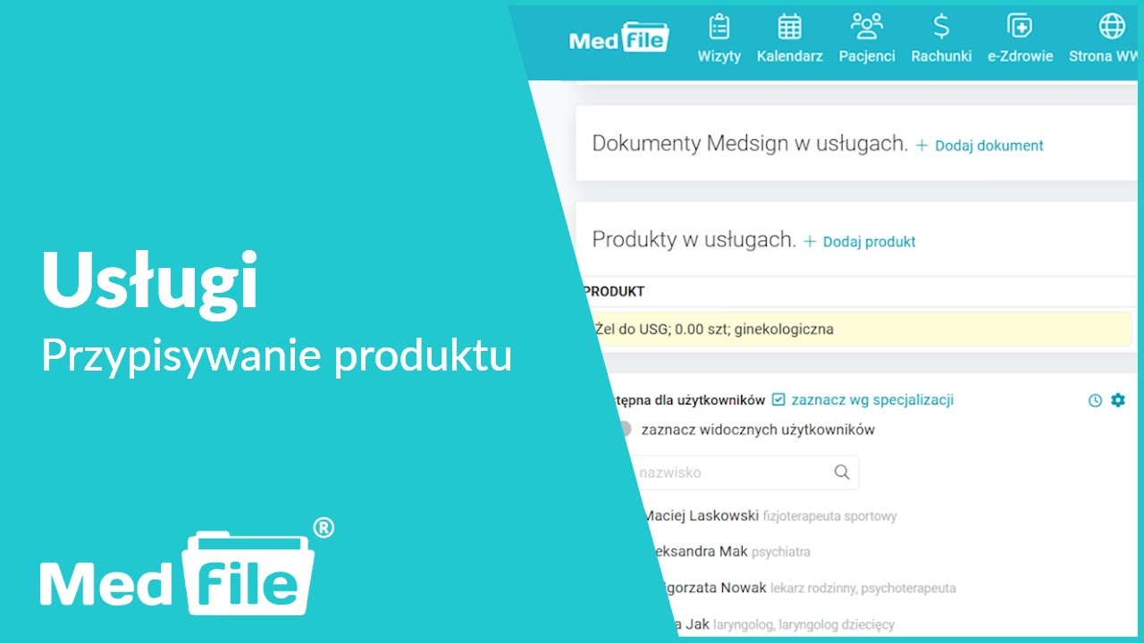 Usługi, przypisywanie produktu do usługi