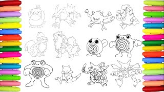 Pokemon Pokedex Coloring Book - #54 to 65