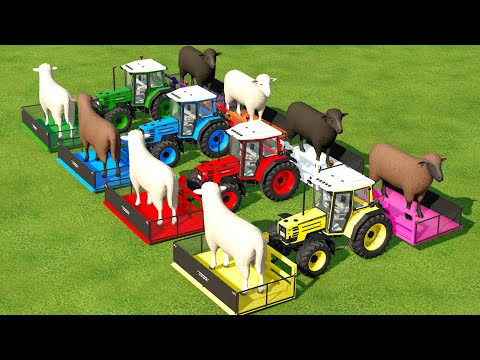TRANSPORTING SHEEP TO SALE WITH COLORED MINI TRACTORS ! Farming Simulator 22
