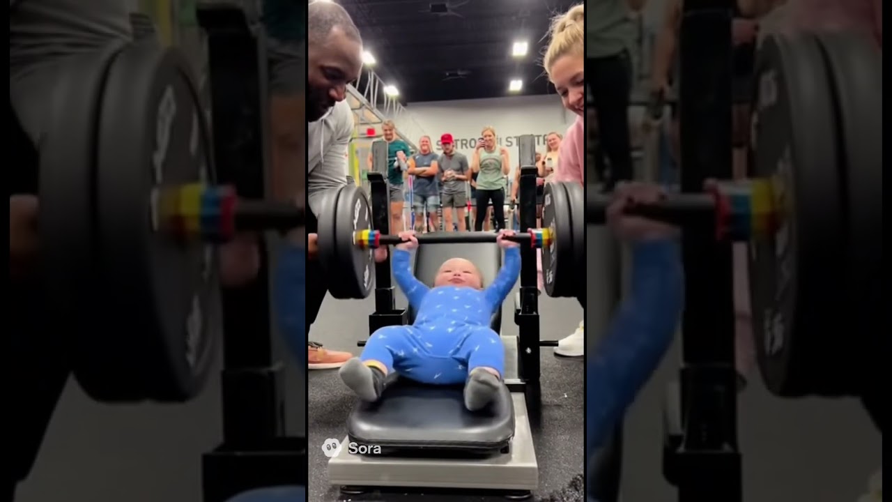 💪 Baby Lifts Weights With Mom & Dad Coaching! 😂