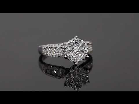 18K White Gold 6 Prong Round Illusion Set Diamond Ring 1.10ct.tw.