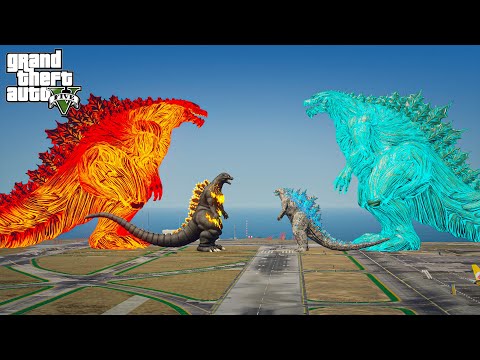 Team Mother Nuclear Godzilla Earth vs Team Mother Atomic Godzilla - Best Epic Scene ( GTA V Mods )