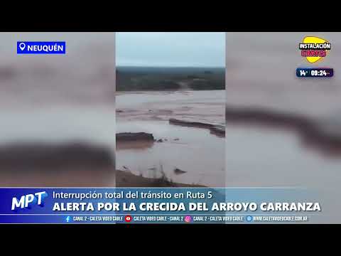 URGENTE: Cortan la Ruta 5 en Rincón de los Sauces por la crecida del Arroyo Carranza.