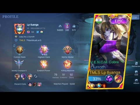 INDIA NO.1 DYRROTH GAMEPLAY || LP TLUANGA || LAST VIDEO !? ( NOT SURE )