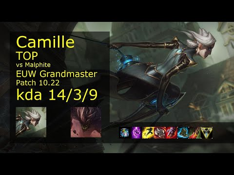 Camille Top vs Malphite - EUW Grandmaster 14/3/9 Patch 10.22 Gameplay
