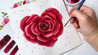 How to paint a Rose 🌹 Watercolor tutorial 🎨 Painting flowers 