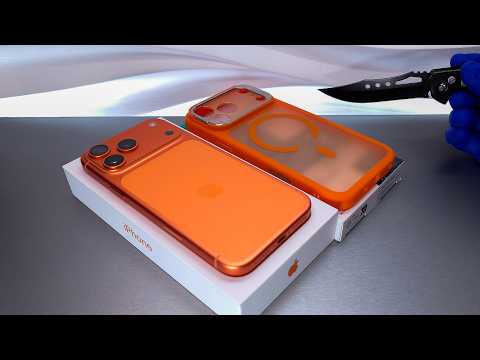 iPhone 17 Pro Max and ESR Hybrid Orange case Unboxing - ASMR