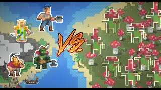 The 4 Races Join Together To Fight The Mushroom People! - WorldBox