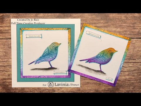 Colourful Stencil Bird by Jo Rice #laviniastamps #stickerstencils #cardmakingvideo