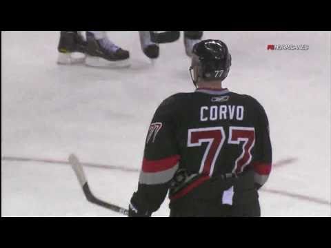 Joe Corvo Scores on a Slapshot Against the Penguins (2-25-2011)