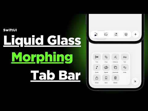 Liquid Glass Morphing Tab bar | Expandable Tab Bar | SwiftUI | Xcode 26 thumbnail