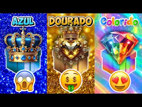 🎁🎮😱 CHOOSE YOUR BLUE, GOLD, OR COLORFUL GIFT! Gift challenge 🔊 #dinoquiztopia #quiz