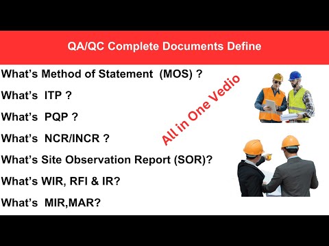 Complete Concept of QA/QC Department Method Statement ITP,MIR,MAR,PQP,SOR NCR,INCR, Check List. IR