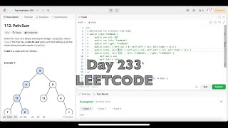 YouTube video 'Day 233: LeetCode Problem 112. Path Sum - Swift'