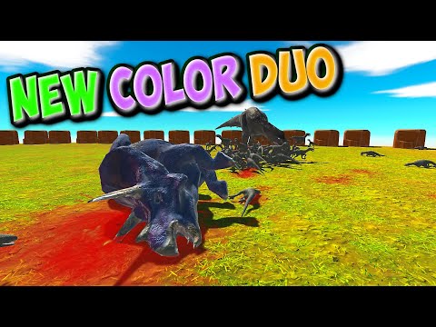 New Color Duo! T-rex & Triceratops vs Every Unit(Same Price) #1 - Animal Revolt Battle Simulator