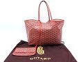 Auth GOYARD Saint Louis PM Shoulder Tote Bag PVC Canvas Leather Red B 4576