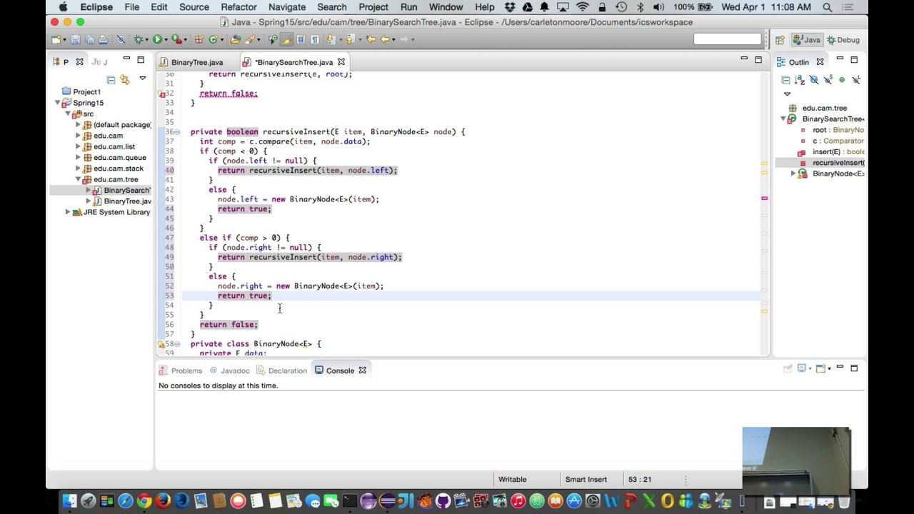 Binary Search Tree Insert