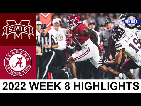 #6 Alabama vs #24 Mississippi State | College Football Week 8 | 2022 College Football Highlights