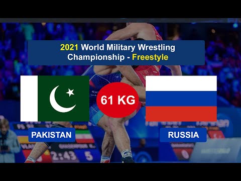 RUSSIA vs PAKISTAN (M. Nachyamn vs O. Faooq) World Military Wrestling  2021- Freestyle - 61 kg