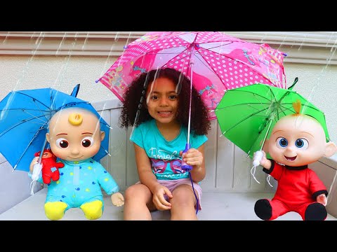 Rain Rain Go Away Song | Leah Pretend Play with Dolls | More Nursery Rhymes and Kids Songs