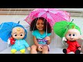 Rain Rain Go Away Song | Leah Pretend Play with Dolls | More Nursery Rhymes and Kids Songs