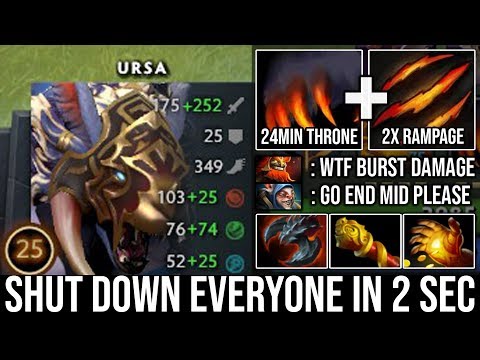 WTF 2X Rampage Rage Ursa Shut Down Mars & Meepo in 2 Sec | More Than 1 Kill Per Min Never Die DotA 2