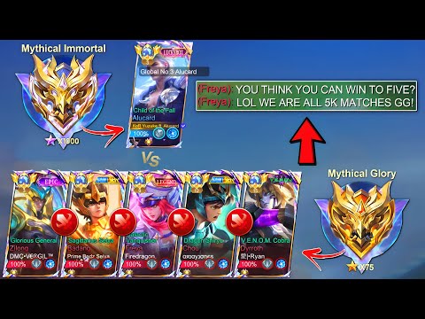 1 Mythical Immortal Vs 5 Mythical Glory (1,000 Star Vs 5 Global Fighter Mains) - Who Win?! 😱🔥