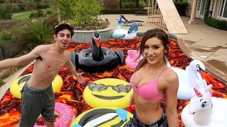THE POOL IS LAVA CHALLENGE ft. Molly Eskam!!