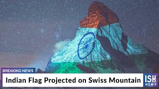 Indian Flag Projected on Swiss Mountain